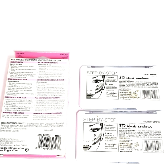 LOT of, 2 Sponge Puff, 2 - 3D blush, 24 Stick on nails, waterproof eyeliner - Picture 2 of 2